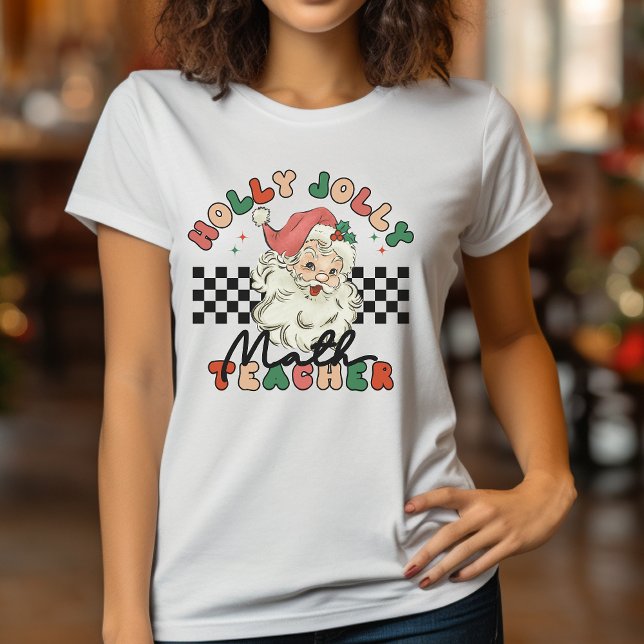 Christmas Retro Holly Jolly Mathe Teacher White T-Shirt (Von Creator hochgeladen)