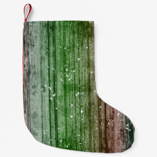 Christmas Retro Red Green Rustic Wood Texture  Kleiner Weihnachtsstrumpf