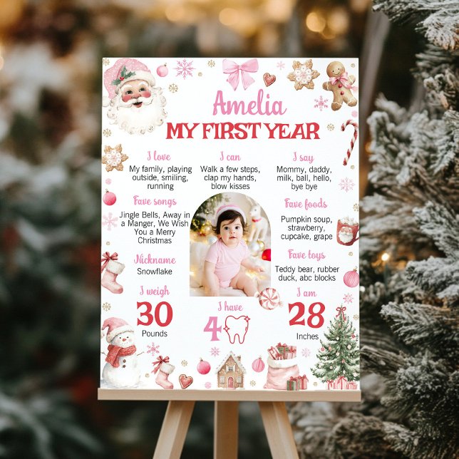 Christmas Retro Santa Birthday Milestone Photo Poster (Von Creator hochgeladen)