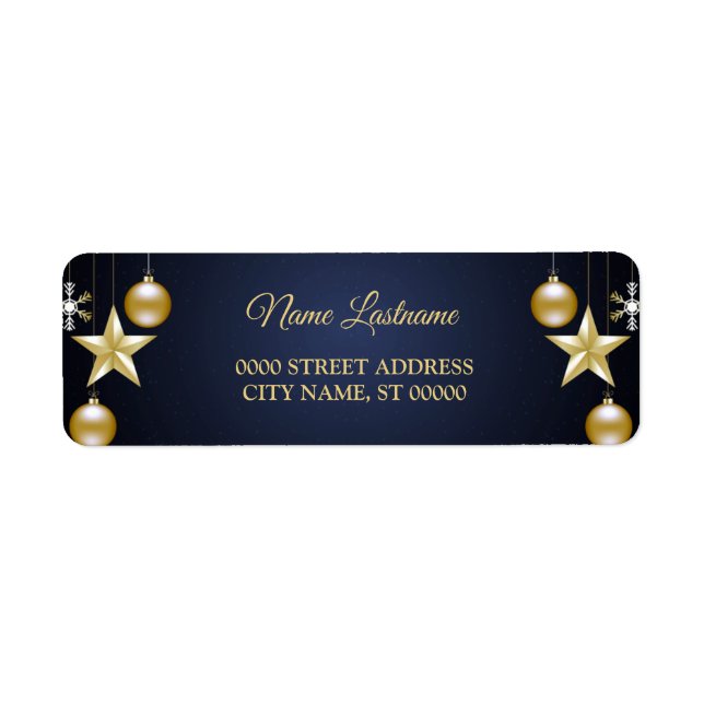 Christmas Return Address Golden Ornament Navy Blue (Vorne)
