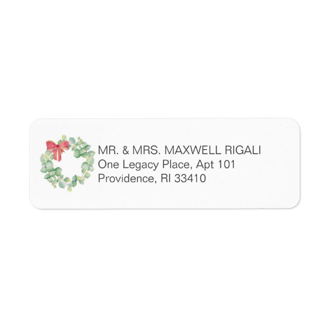 Christmas Return Address Labels Watercolor Wreath (Vorne)