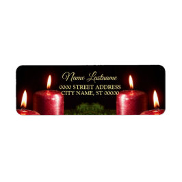 Christmas Return Address Red Candle Winter Holiday