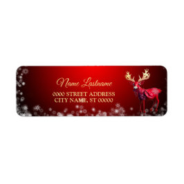 Christmas Return Address Red Reindeer Winter
