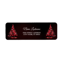 Christmas Return Address Shiny Red Ribbon Tree