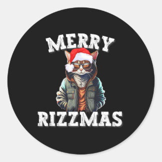 Christmas Rizzler Cat W Rizz Meme Rizzler mit Runder Aufkleber
