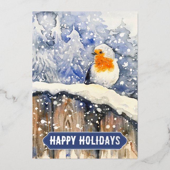 Christmas Robin Folien Feiertagskarte (Vorderseite)