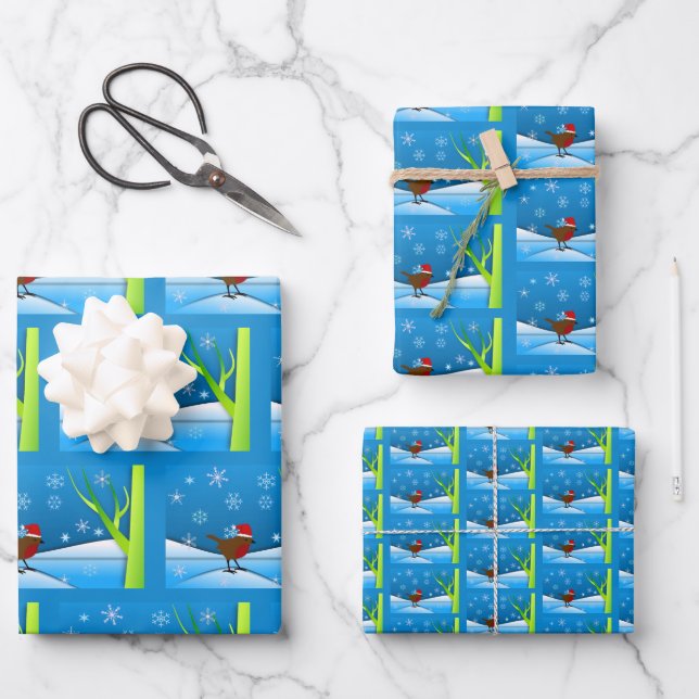Christmas Robin Geschenkpapier Set (Vorderseite)