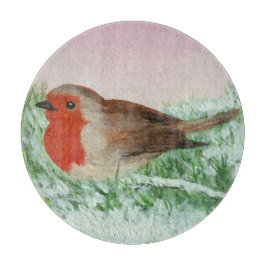 Christmas Robin Hand bemalt Schneidebrett