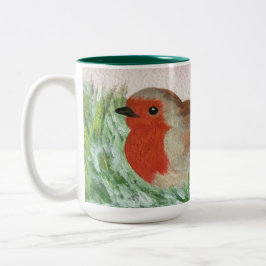 Christmas Robin Hand bemalt Zweifarbige Tasse