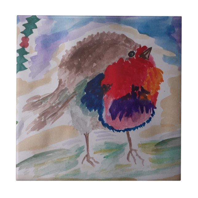 Christmas Robin Keramik Tile Fliese (Vorderseite)