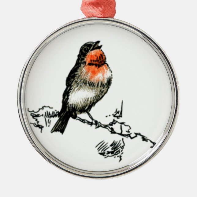 Christmas Robin Ornament Aus Metall (Vorne)