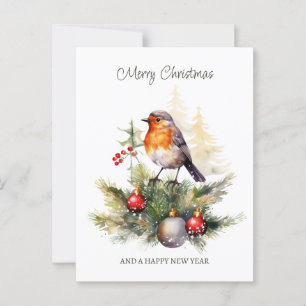 Christmas Robin Pine Baubles Postkarte