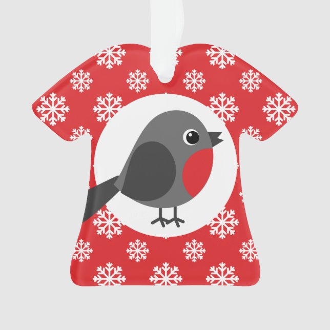 Christmas Robin Snowflakes Red Ornament (Vorderseite)
