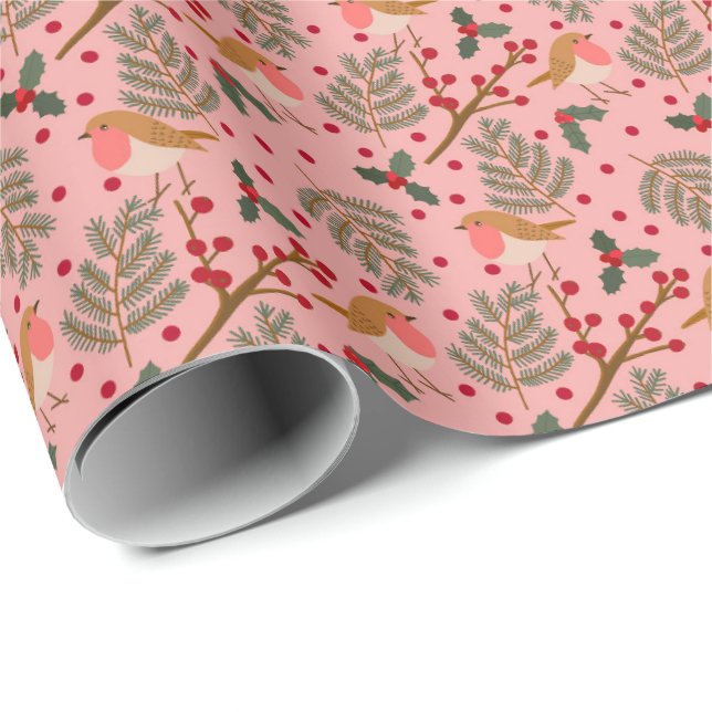 Christmas Robin Wrapping Paper Geschenkpapier (Rolleneckpunkt)