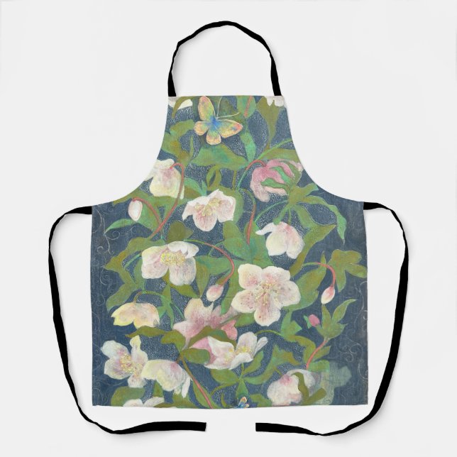 Christmas Rose & Silverwing Butterfly Nocturne Schürze (Vorderseite)