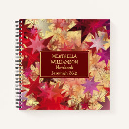CHRISTMAS Rote Gelbe Stars Personalisierter Platz Notizbuch