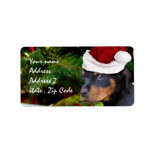 Christmas Rottweiler Adressaufkleber (Vorne)