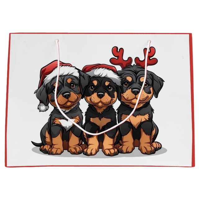 Christmas Rottweiler Dog Santa Große Geschenktüte (Vorderseite)
