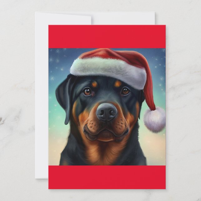 Christmas Rottweiler Dog T - Shirt Feiertagskarte (Vorderseite)