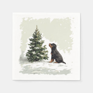 Christmas Rottweiler Dog Weihnachtsbaum Serviette