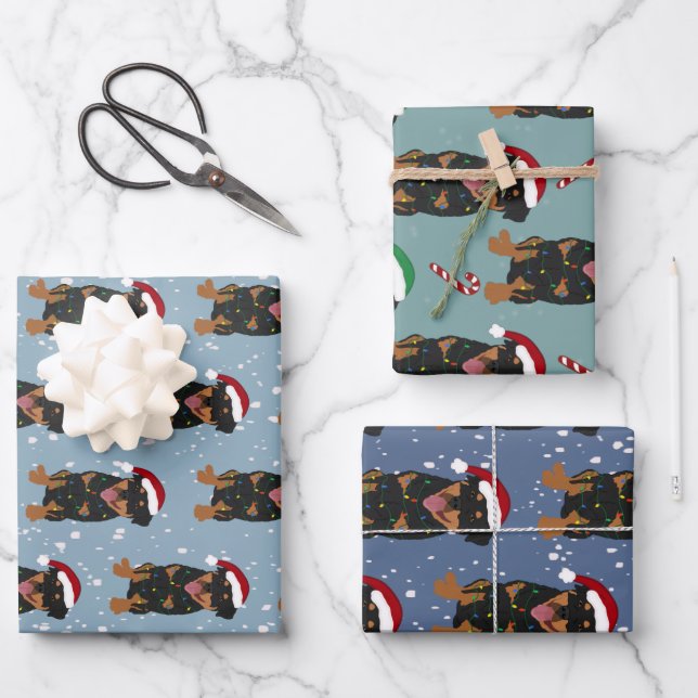 Christmas Rottweiler Geschenkpapier Set (Vorderseite)