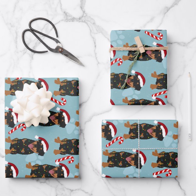 Christmas Rottweiler Geschenkpapier Set (Vorderseite)