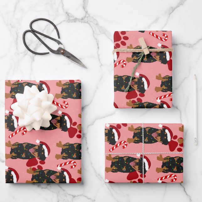 Christmas Rottweiler Geschenkpapier Set (Vorderseite)