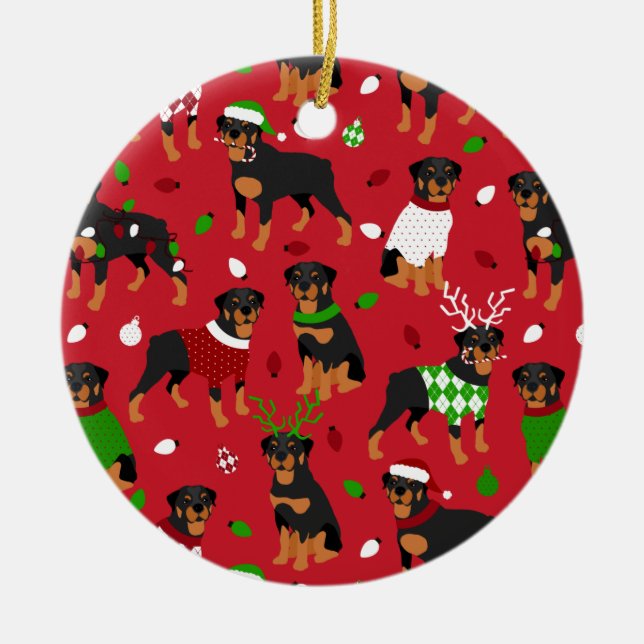Christmas Rottweiler Keramik Ornament (Vorne)