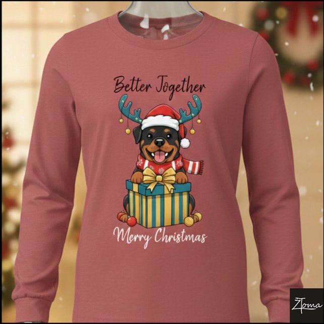 Christmas Rottweiler Reindeer Scarf Gift Graphic Tri-Blend Shirt (Von Creator hochgeladen)