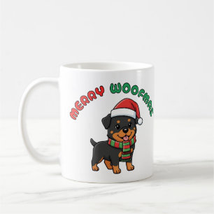 Christmas Rottweiler Tasse: Fröhliche Woofmas Kaffeetasse