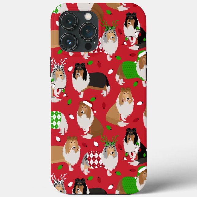 Christmas Rough Collie Case-Mate iPhone Hülle (Rückseite)