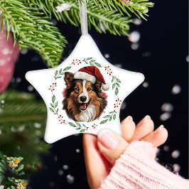 Christmas Rough Collie Dog Personalisiert Keramik Ornament