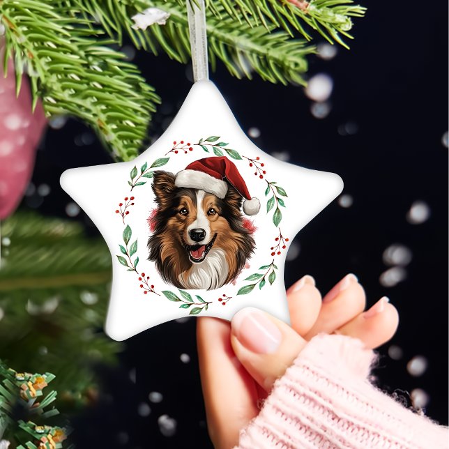 Christmas Rough Collie Dog Personalisiert Keramik Ornament (Von Creator hochgeladen)