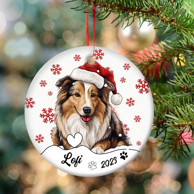 Christmas Rough Collie Dog Personalisiert Keramik Ornament (Von Creator hochgeladen)