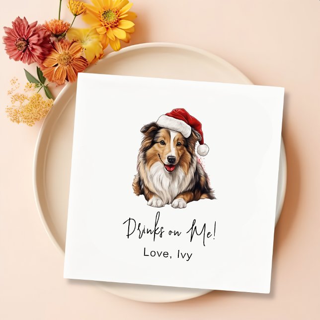 Christmas Rough Collie Dog Personalisiert Serviette (Von Creator hochgeladen)