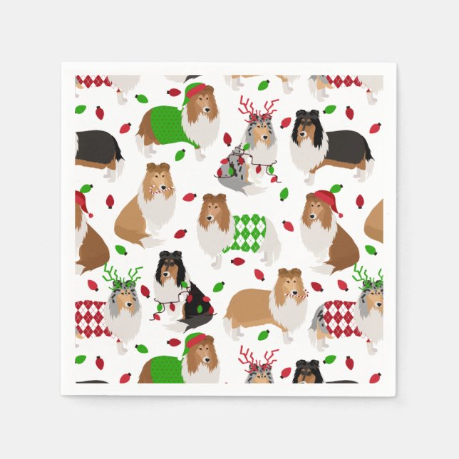 Christmas Rough Collie Napkins Serviette (Vorderseite)