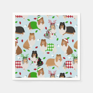 Christmas Rough Collie Napkins Serviette