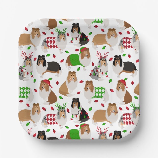 Christmas Rough Collie Paper Teller (Vorderseite)