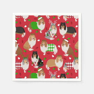 Christmas Rough Collie Serviette