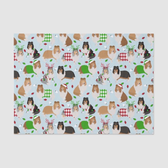 Christmas Rough Collie Tissue Paper Seidenpapier (Vorderseite)