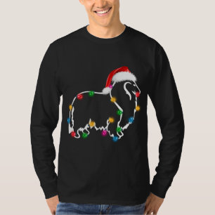 Christmas Rough Collie XMAS Lights Weihnachtsmannm T-Shirt