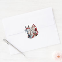 Christmas round sticker for Horse Lovers
