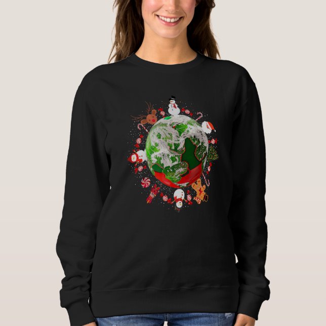 Christmas round the World Earth Graphic Christmas  Sweatshirt (Vorderseite)