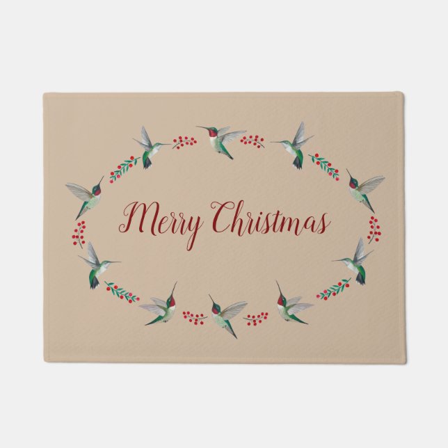 Christmas Ruby-throated Hummingbirds Fußmatte (Vorderseite)