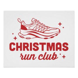 Christmas run club running vintage red aesthetic poster