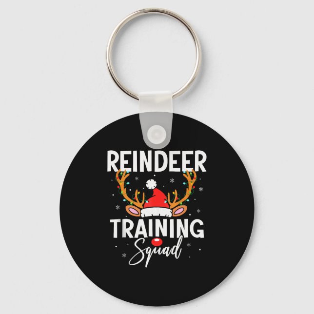Christmas Running Team Funny Reindeer Training Squ Schlüsselanhänger (Vorderseite)