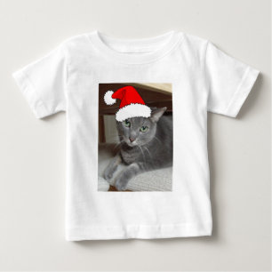 Christmas Russian Blue Gray Cat Baby T-shirt