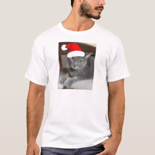 Christmas Russian Blue Gray Cat T-Shirt