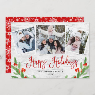 Christmas Rustic Birch Bark 3 PHOTO Greeting Feiertagskarte