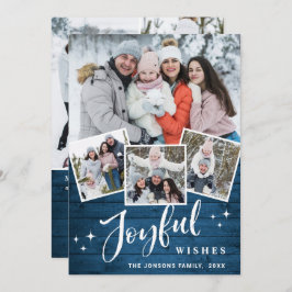 Christmas Rustic Blue Wood 7 FOTO Gruß Feiertagskarte